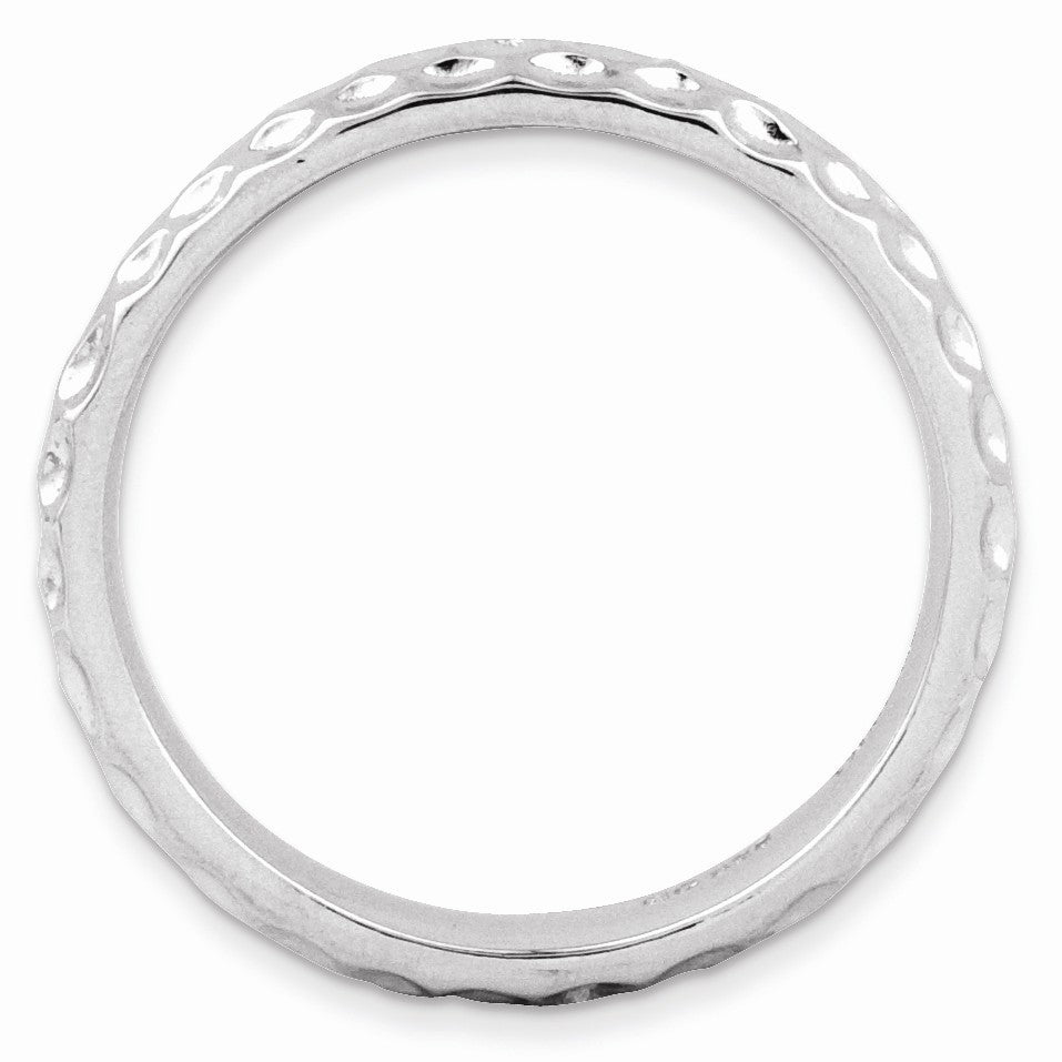 Alternate view of the 3.25mm Stackable Sterling Silver Hammered Band by The Black Bow Jewelry Co.