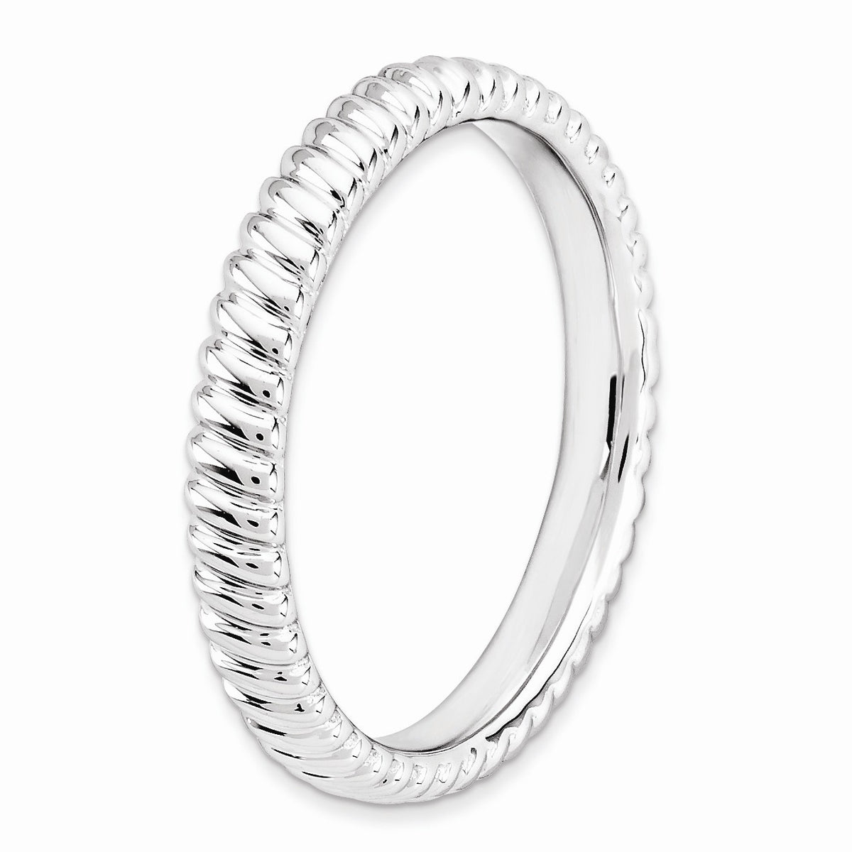 Alternate view of the 3.25mm Stackable Sterling Silver Fluted Band by The Black Bow Jewelry Co.