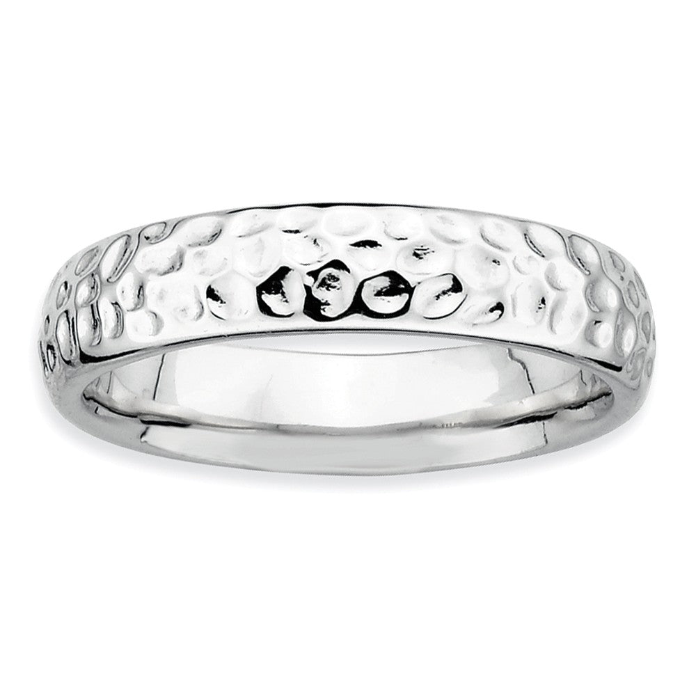 4.5mm Stackable Sterling Silver Hammered Band, Item R9579 by The Black Bow Jewelry Co.