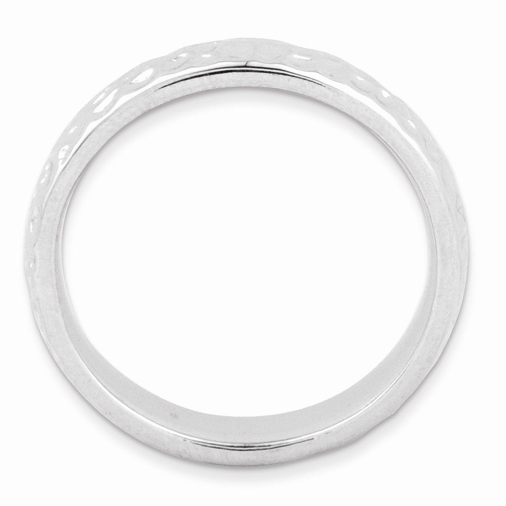 Alternate view of the 4.5mm Stackable Sterling Silver Hammered Band by The Black Bow Jewelry Co.