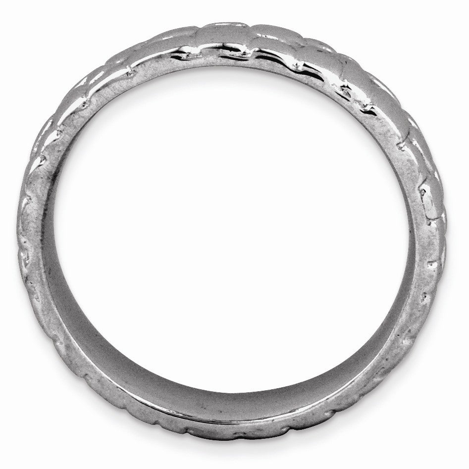 Alternate view of the 4.5mm Stackable Black Plated Silver Cobblestone Band by The Black Bow Jewelry Co.
