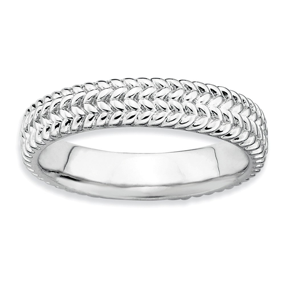 4.5mm Stackable Sterling Silver Wheat Band, Item R9587 by The Black Bow Jewelry Co.