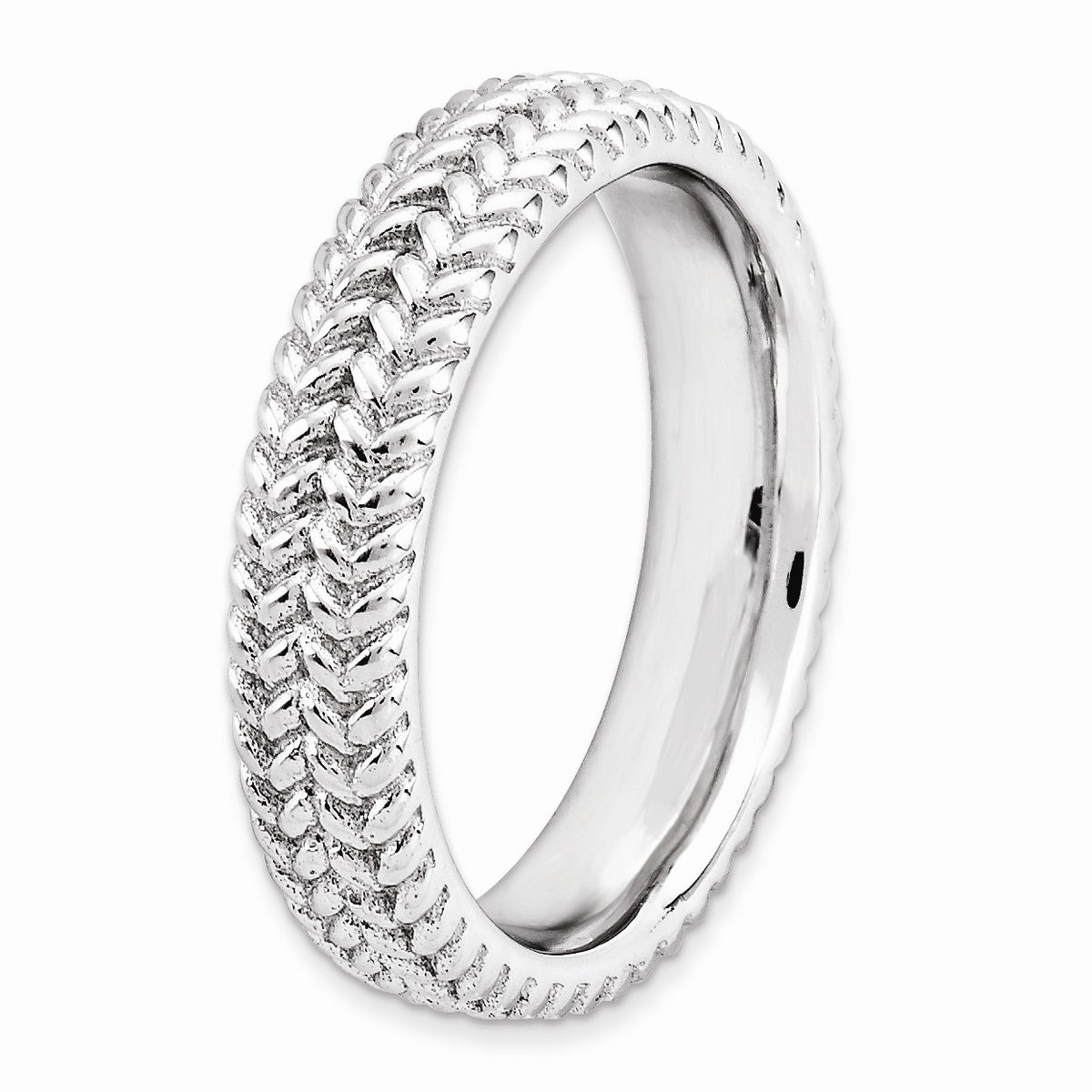 Alternate view of the 4.5mm Stackable Sterling Silver Wheat Band by The Black Bow Jewelry Co.