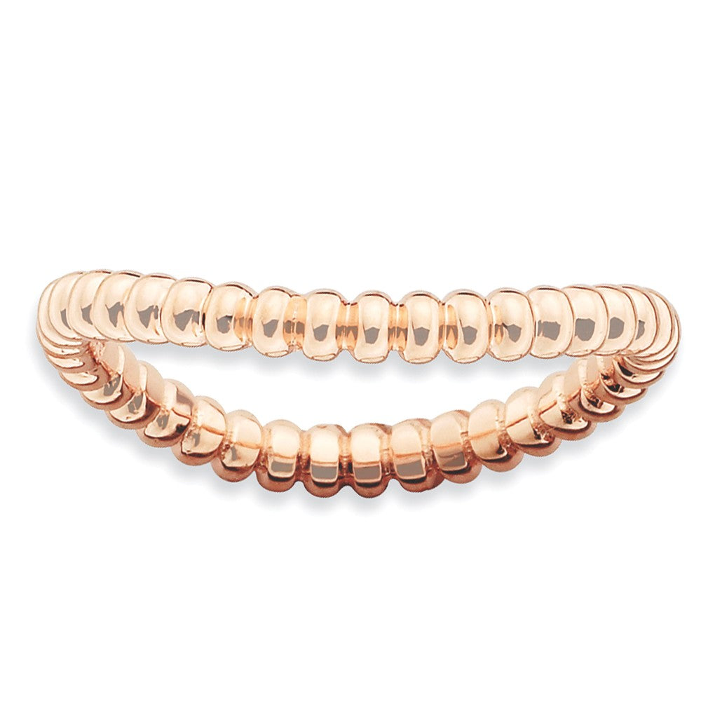 2.25mm Stackable 14K Rose Gold Plated Silver Curved Beaded Band, Item R9596 by The Black Bow Jewelry Co.