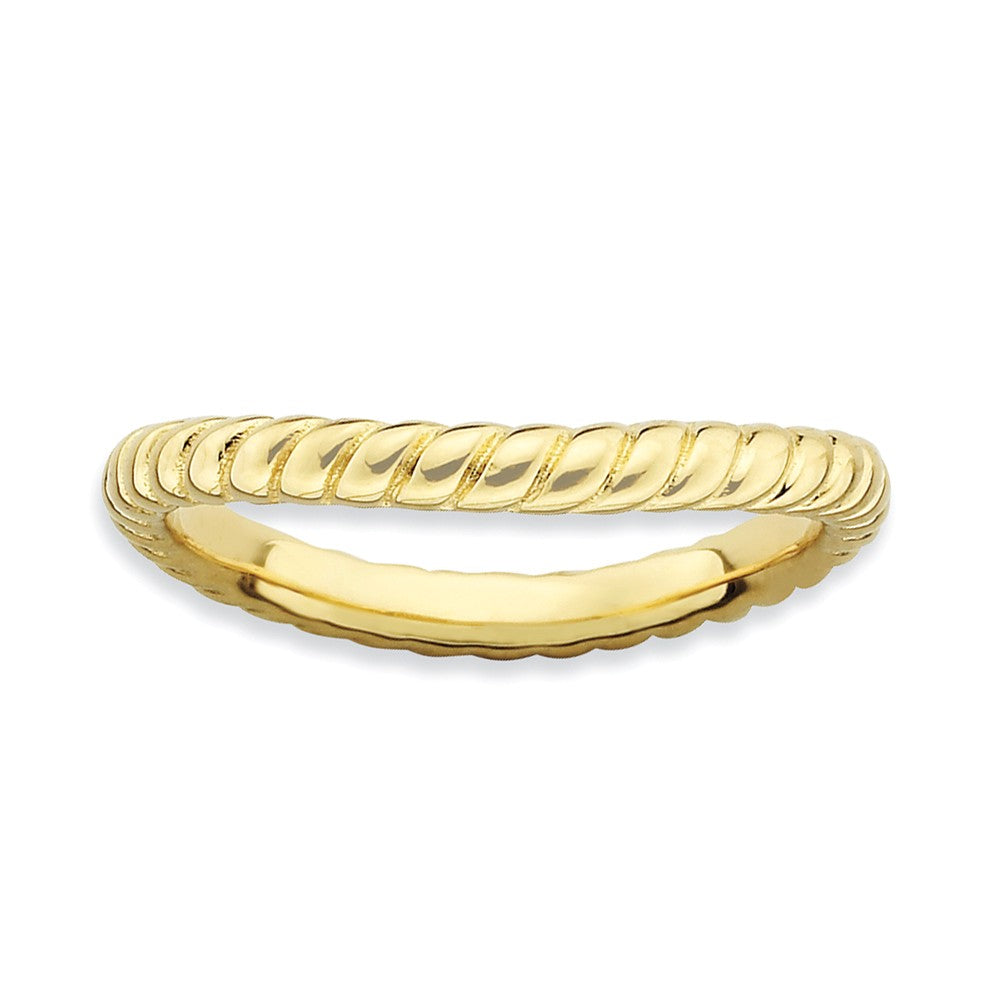 2.25mm Stackable 14K Yellow Gold Plated Silver Curved Rope Band, Item R9608 by The Black Bow Jewelry Co.