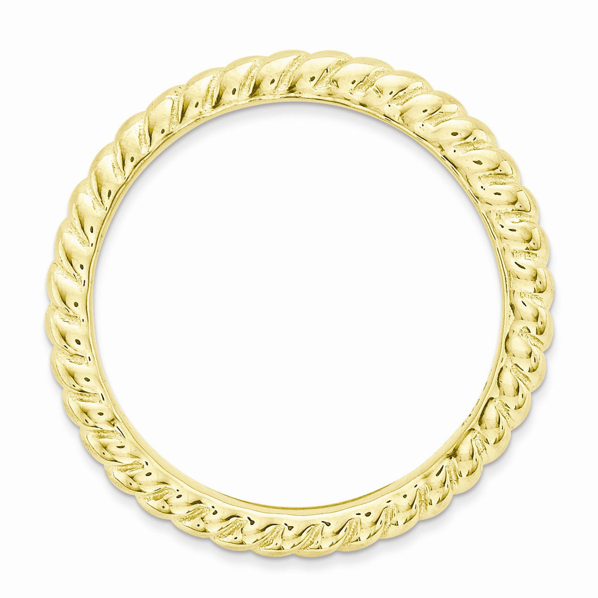 Alternate view of the 2.25mm Stackable 14K Yellow Gold Plated Silver Curved Rope Band by The Black Bow Jewelry Co.