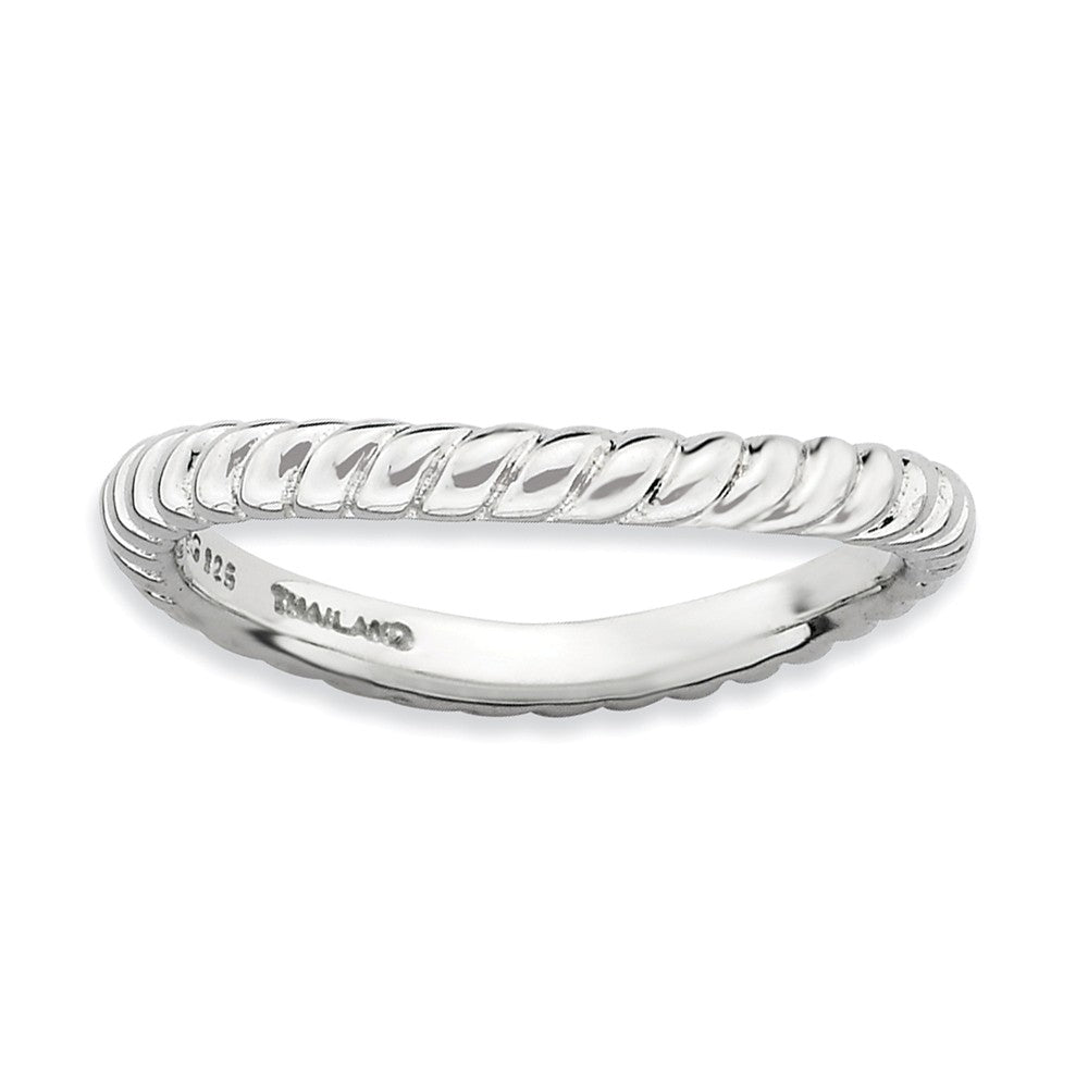 2.25mm Stackable Sterling Silver Curved Rope Band, Item R9609 by The Black Bow Jewelry Co.