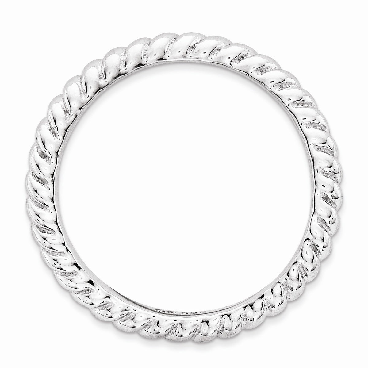 Alternate view of the 2.25mm Stackable Sterling Silver Curved Rope Band by The Black Bow Jewelry Co.
