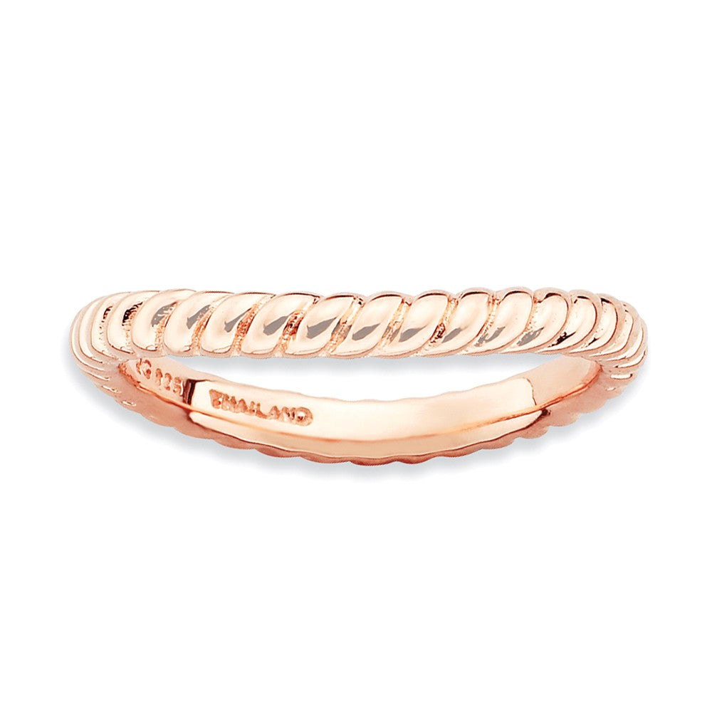 2.25mm Stackable 14K Rose Gold Plated Silver Curved Rope Band, Item R9610 by The Black Bow Jewelry Co.