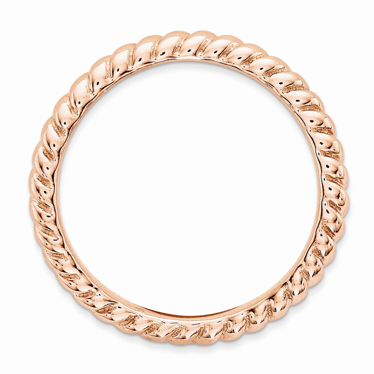 Alternate view of the 2.25mm Stackable 14K Rose Gold Plated Silver Curved Rope Band by The Black Bow Jewelry Co.