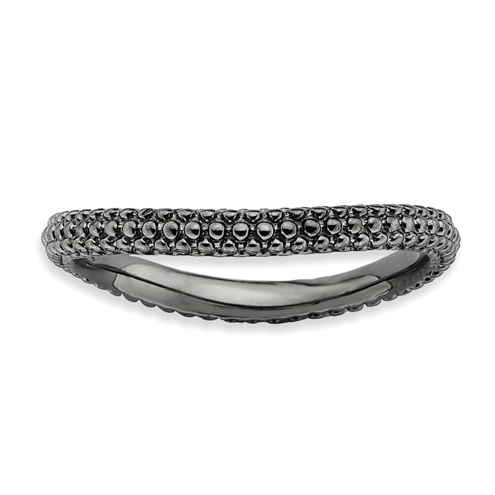 2.25mm Stackable Black Plated Silver Curved Band, Item R9616 by The Black Bow Jewelry Co.