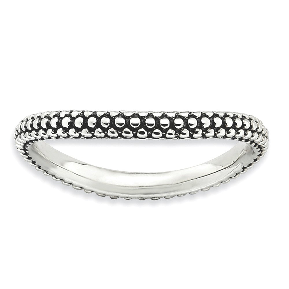 2.25mm Stackable Antiqued Sterling Silver Milgrain Curved Band, Item R9617 by The Black Bow Jewelry Co.