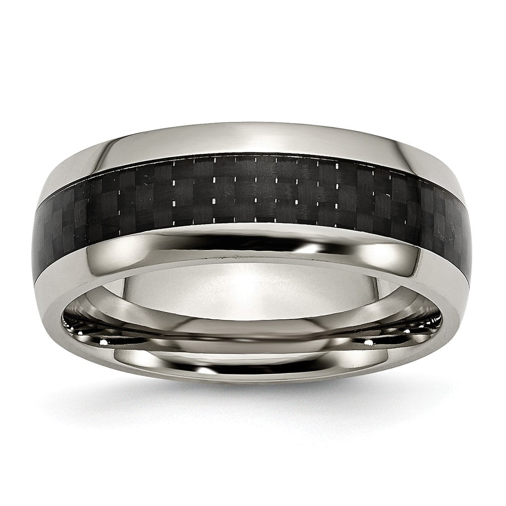 Titanium Black Carbon Fiber 8mm Polished Comfort Fit Band, Item R9758 by The Black Bow Jewelry Co.
