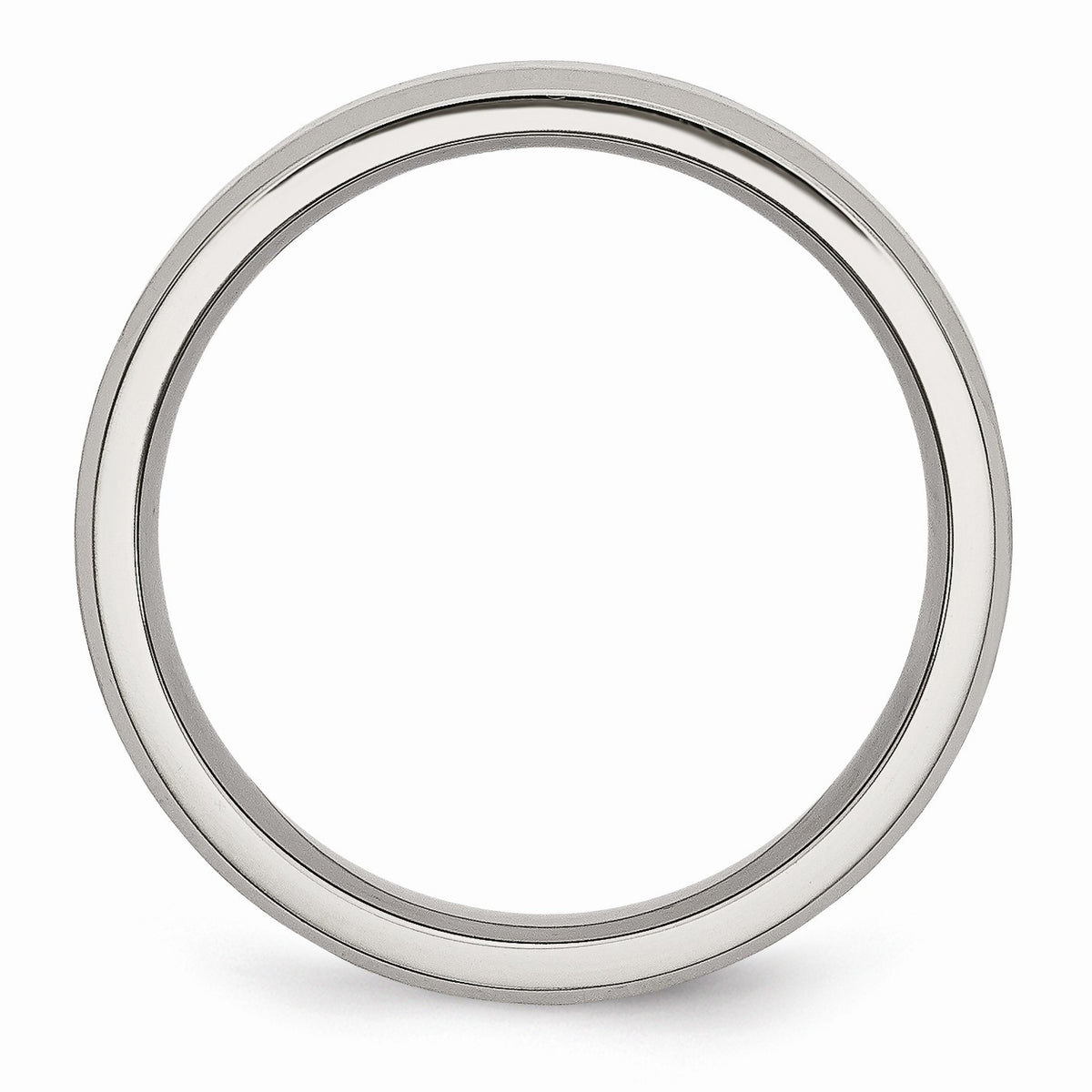Alternate view of the Stainless Steel Flat Beveled Edge 6mm Comfort Fit Band by The Black Bow Jewelry Co.