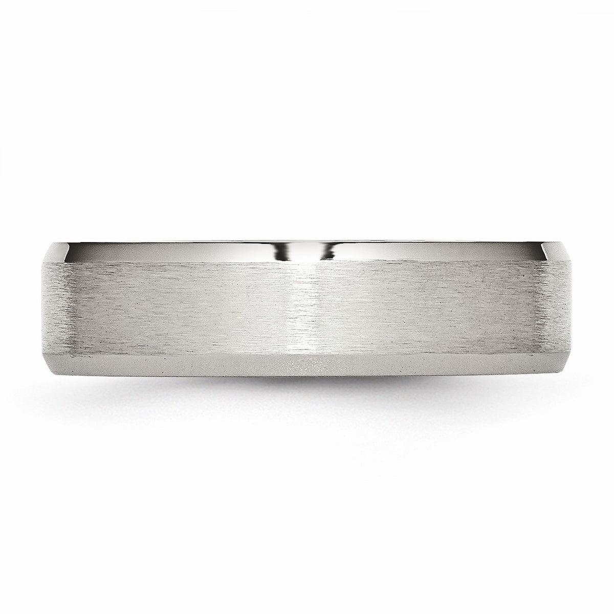 Alternate view of the Stainless Steel Flat Beveled Edge 6mm Comfort Fit Band by The Black Bow Jewelry Co.