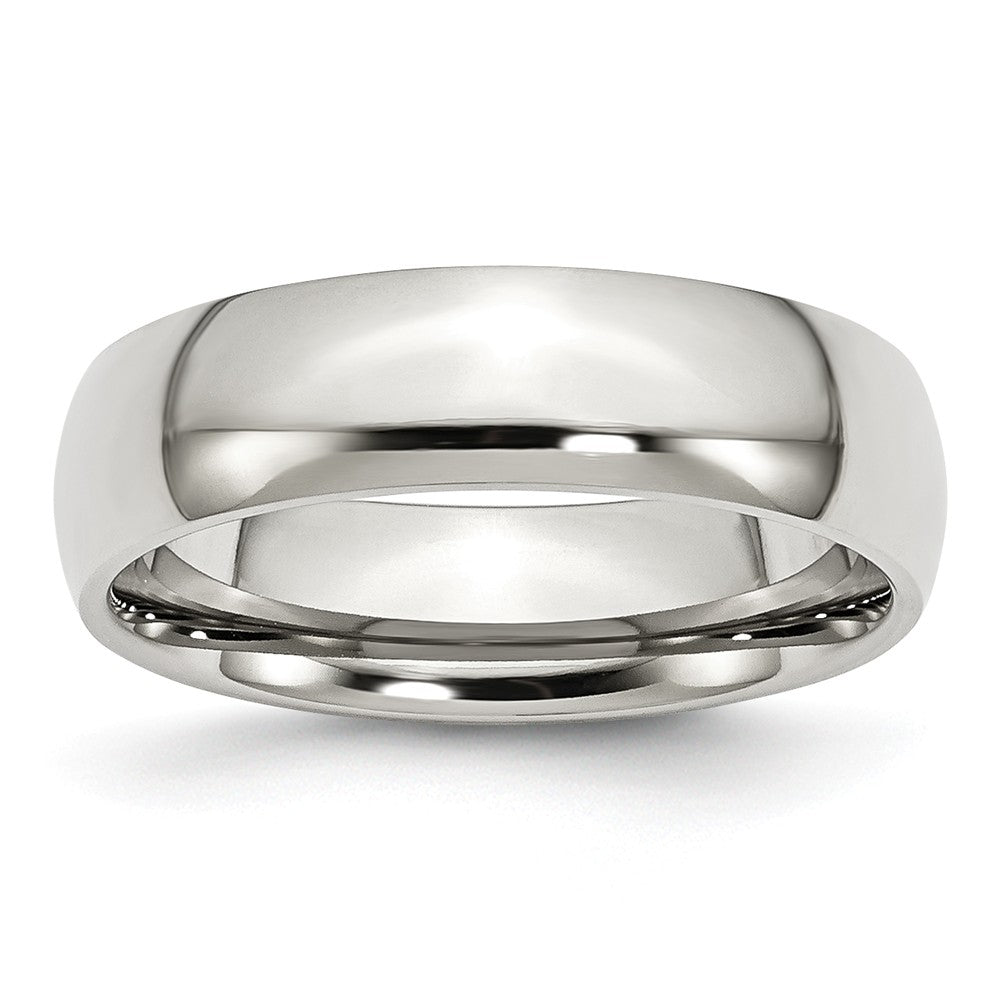 Stainless Steel Domed 6mm Polished Comfort Fit Band, Item R9787 by The Black Bow Jewelry Co.