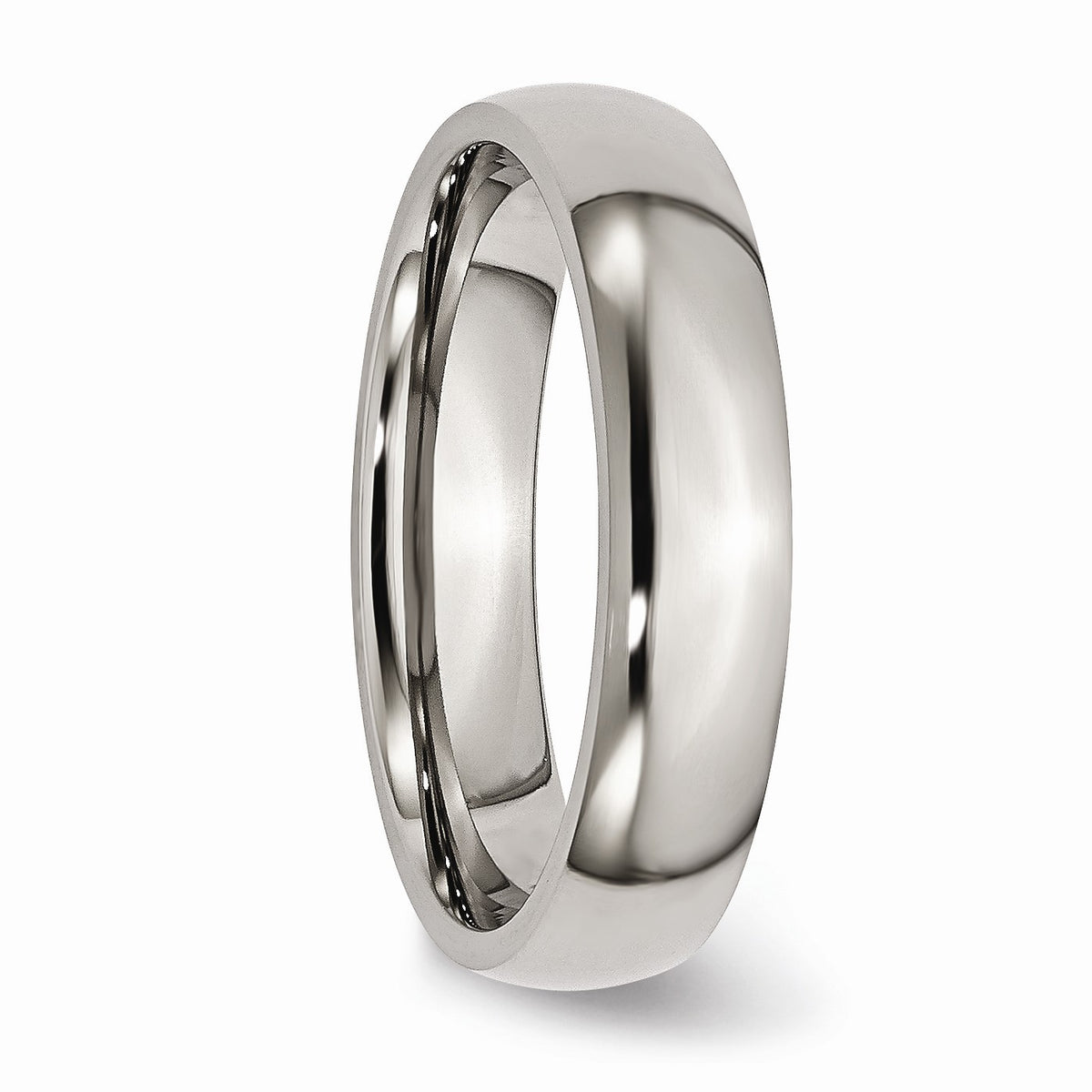 Alternate view of the Titanium 5mm Polished Domed Comfort Fit Band by The Black Bow Jewelry Co.