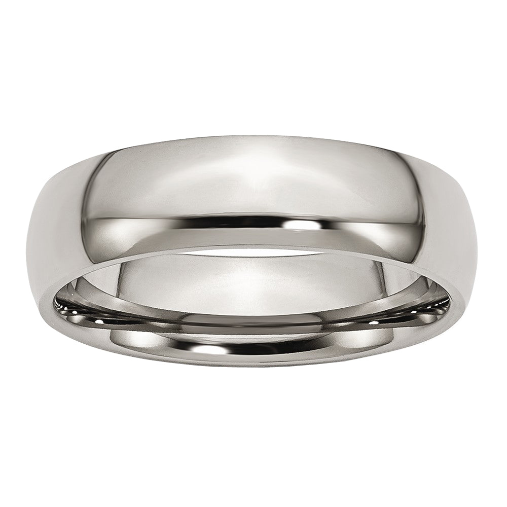 Titanium 6mm Polished Domed Comfort Fit Band, Item R9797 by The Black Bow Jewelry Co.