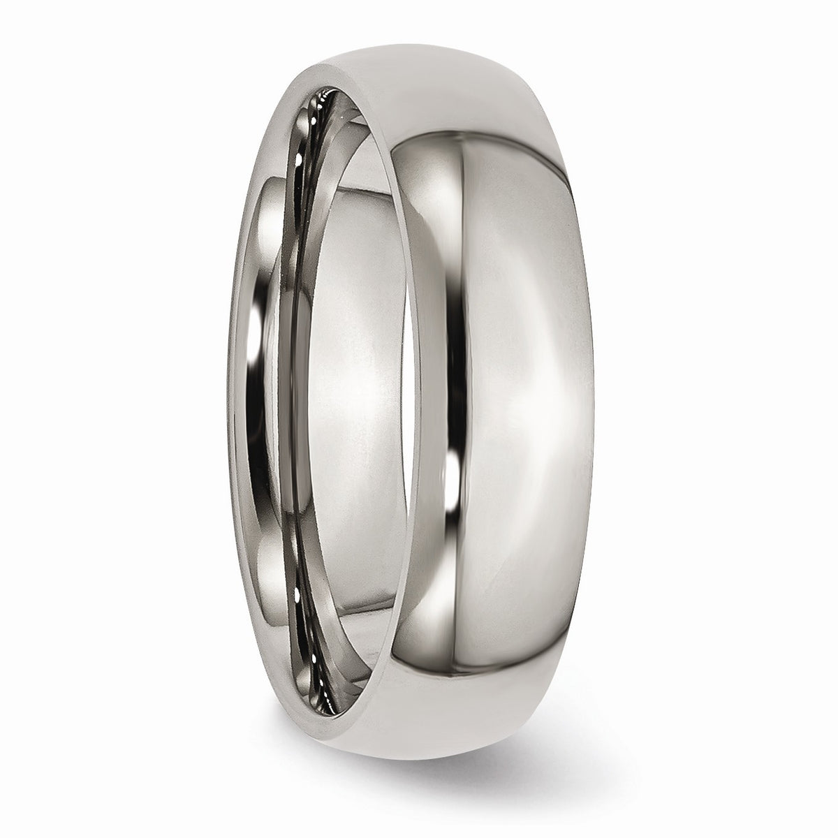 Alternate view of the Titanium 6mm Polished Domed Comfort Fit Band by The Black Bow Jewelry Co.