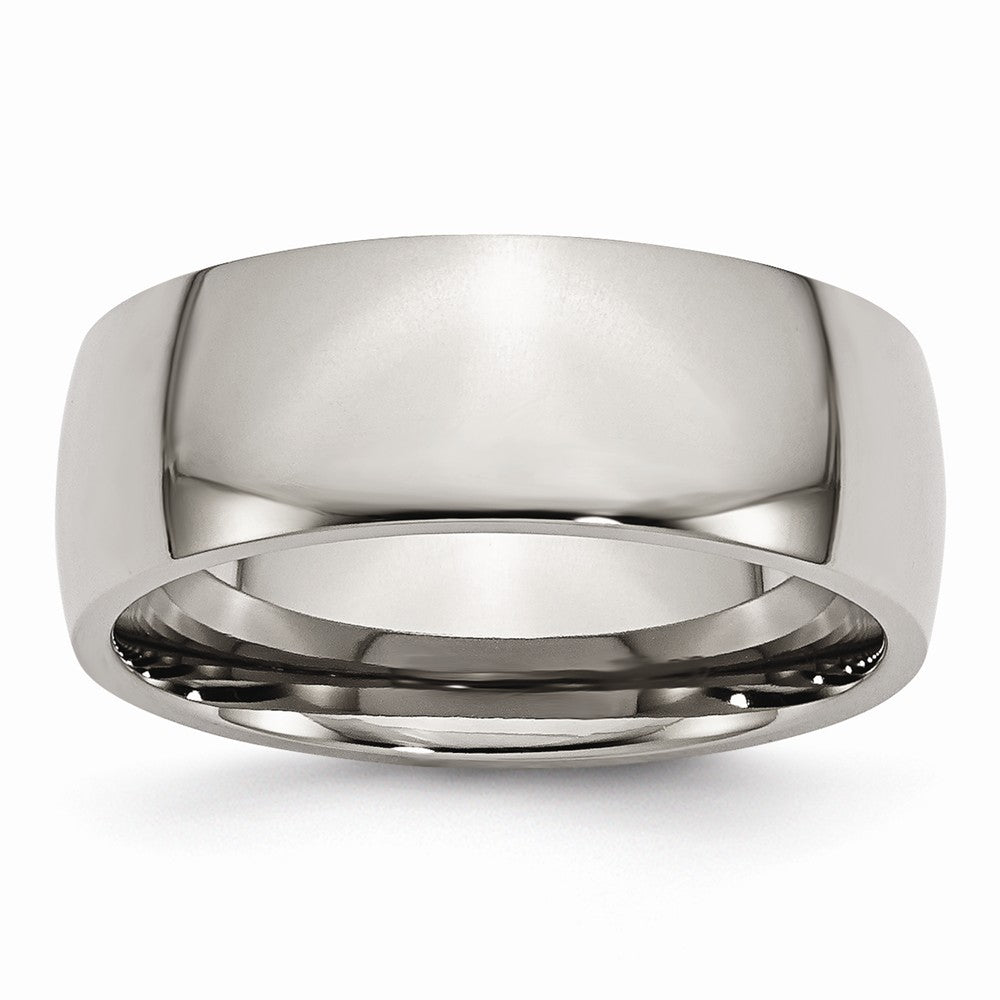 Titanium 8mm Polished Domed Comfort Fit Band, Item R9798 by The Black Bow Jewelry Co.