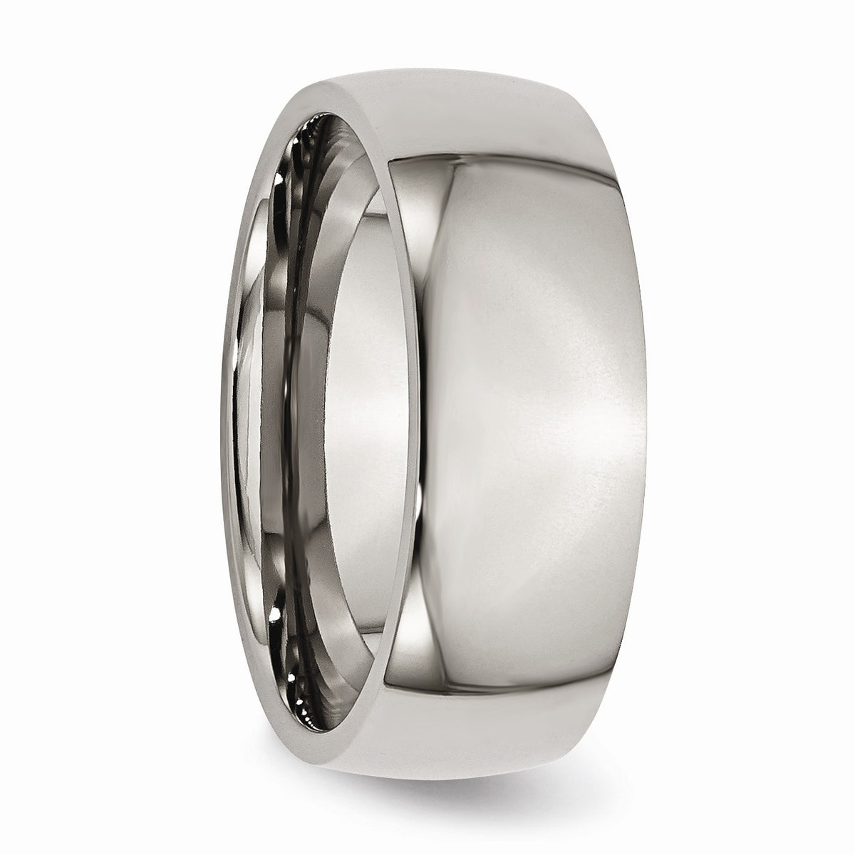 Alternate view of the Titanium 8mm Polished Domed Comfort Fit Band by The Black Bow Jewelry Co.
