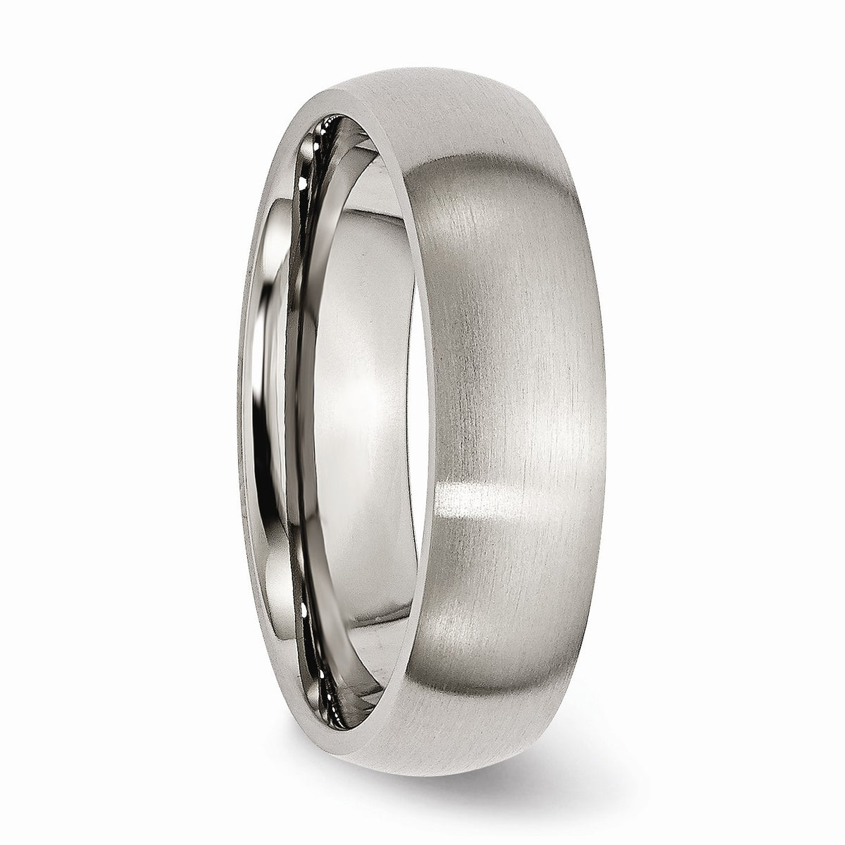 Alternate view of the Titanium 6mm Brushed Domed Comfort Fit Band by The Black Bow Jewelry Co.