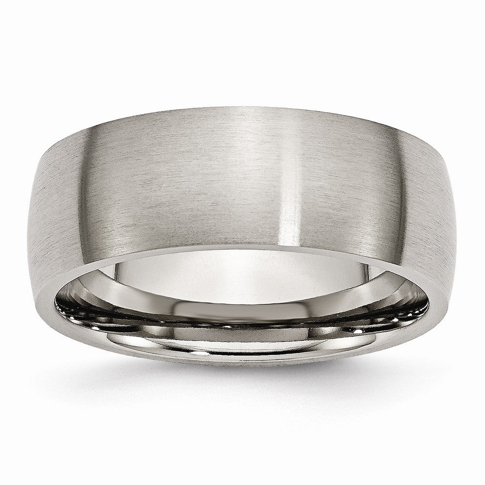 Titanium 8mm Brushed Domed Comfort Fit Band, Item R9801 by The Black Bow Jewelry Co.