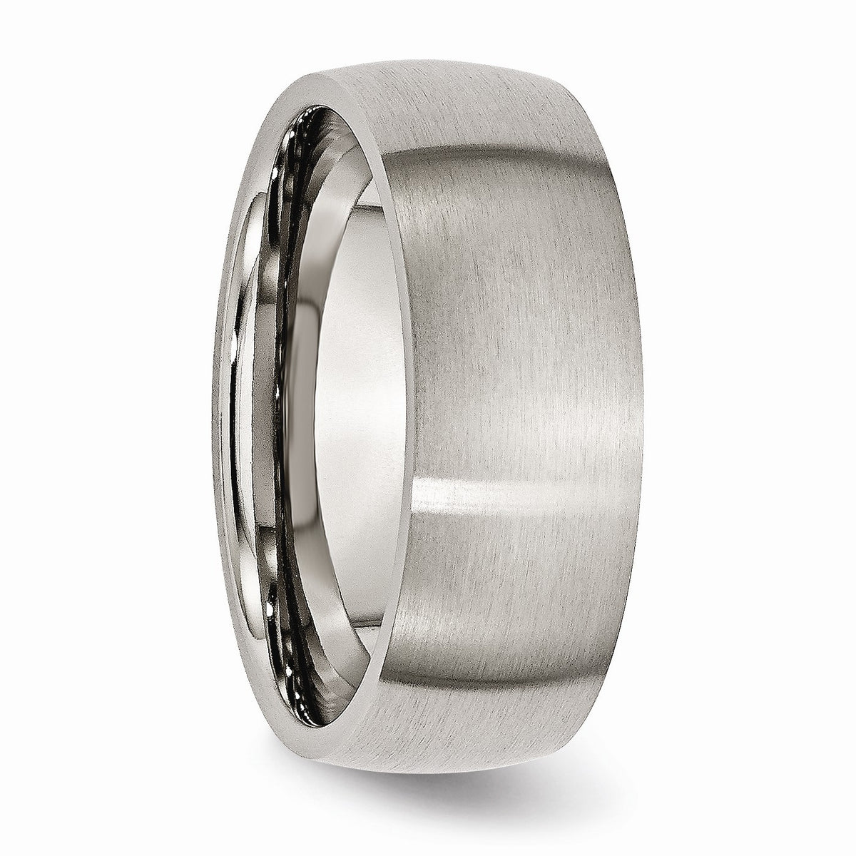 Alternate view of the Titanium 8mm Brushed Domed Comfort Fit Band by The Black Bow Jewelry Co.