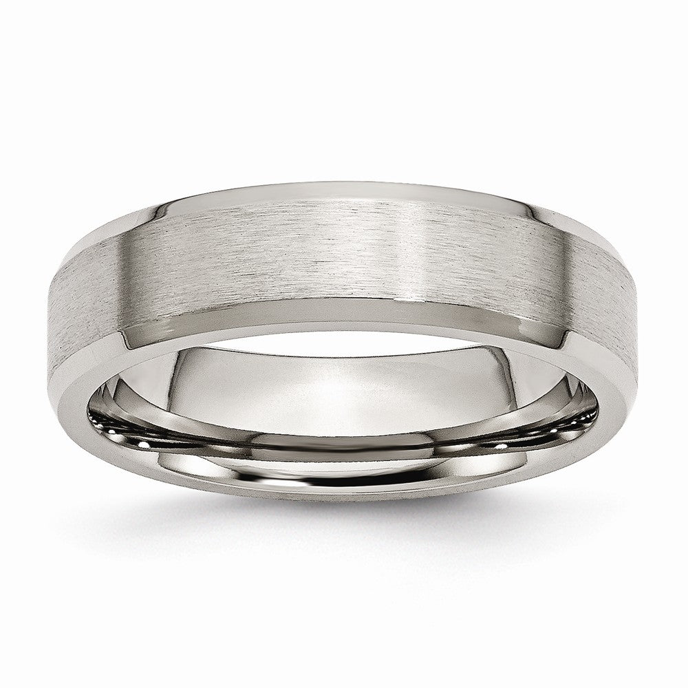 Titanium Beveled Edge 6mm Brushed Comfort Fit Band, Item R9802 by The Black Bow Jewelry Co.