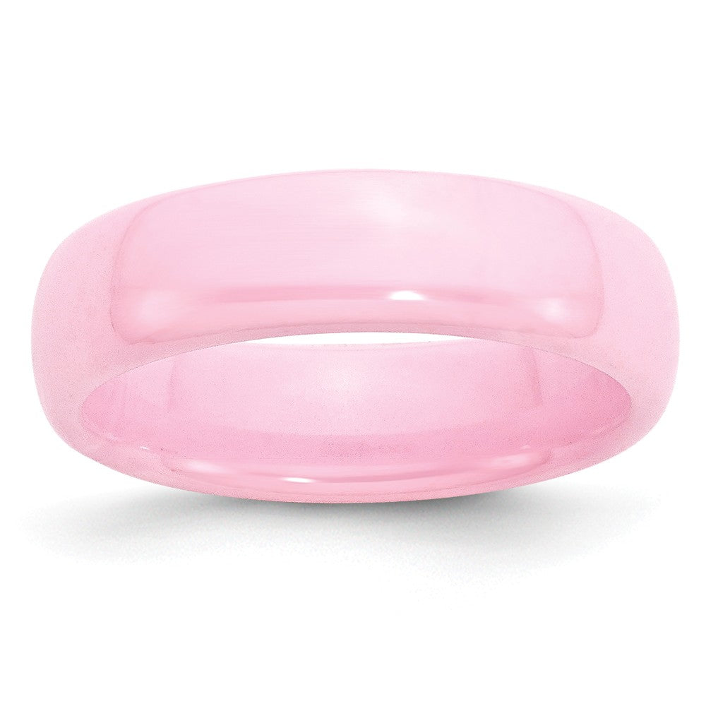 Pink Ceramic, 6mm Polished Domed Comfort Fit Band, Item R9855 by The Black Bow Jewelry Co.