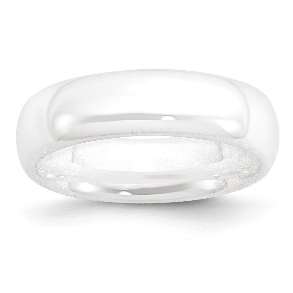 White Ceramic, 6mm Polished Domed Comfort Fit Band, Item R9856 by The Black Bow Jewelry Co.