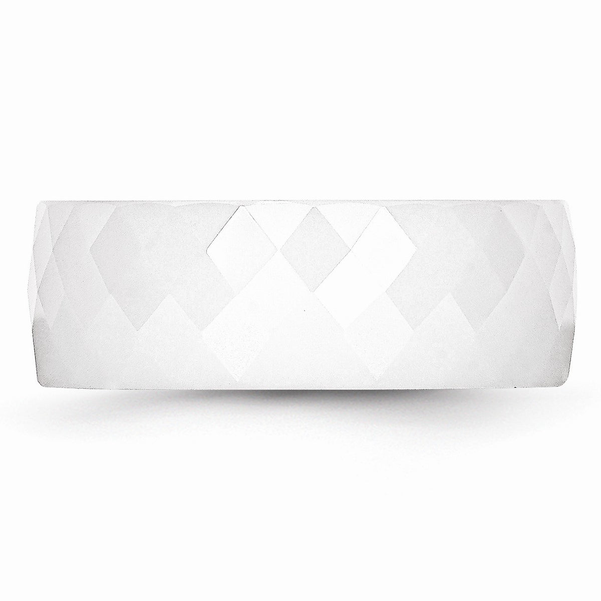 Alternate view of the White Ceramic, 8mm Faceted Comfort Fit Band by The Black Bow Jewelry Co.