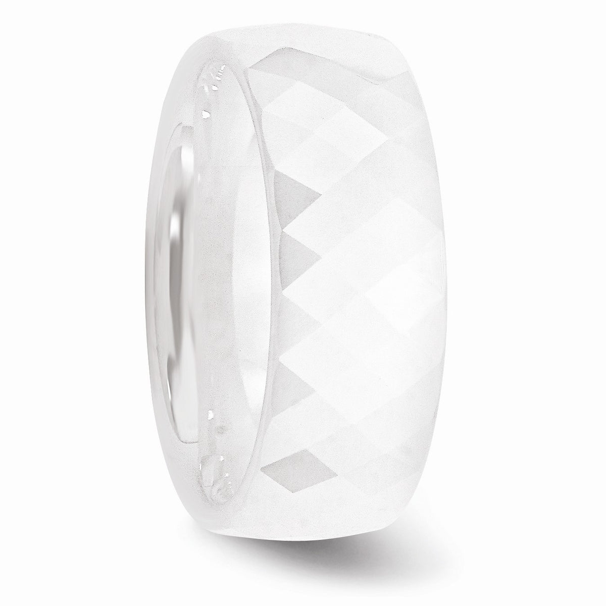 Alternate view of the White Ceramic, 8mm Faceted Comfort Fit Band by The Black Bow Jewelry Co.