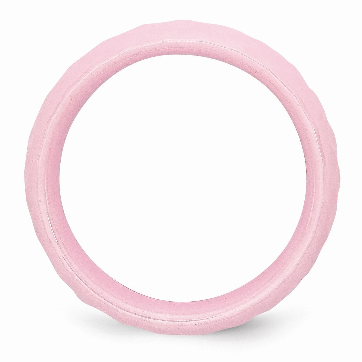 Alternate view of the Pink Ceramic, 7.5mm Polished Faceted Comfort Fit Band by The Black Bow Jewelry Co.