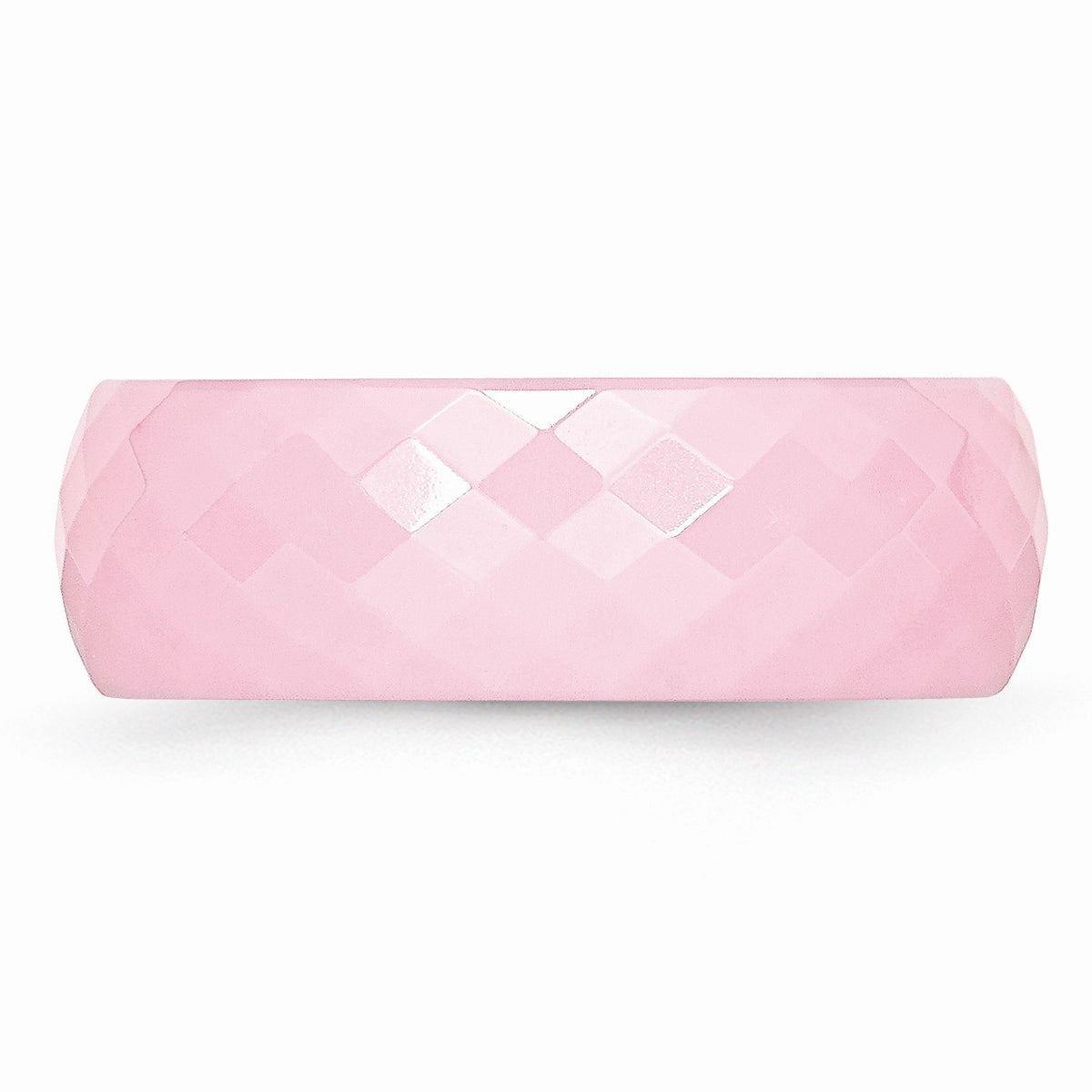 Alternate view of the Pink Ceramic, 7.5mm Polished Faceted Comfort Fit Band by The Black Bow Jewelry Co.