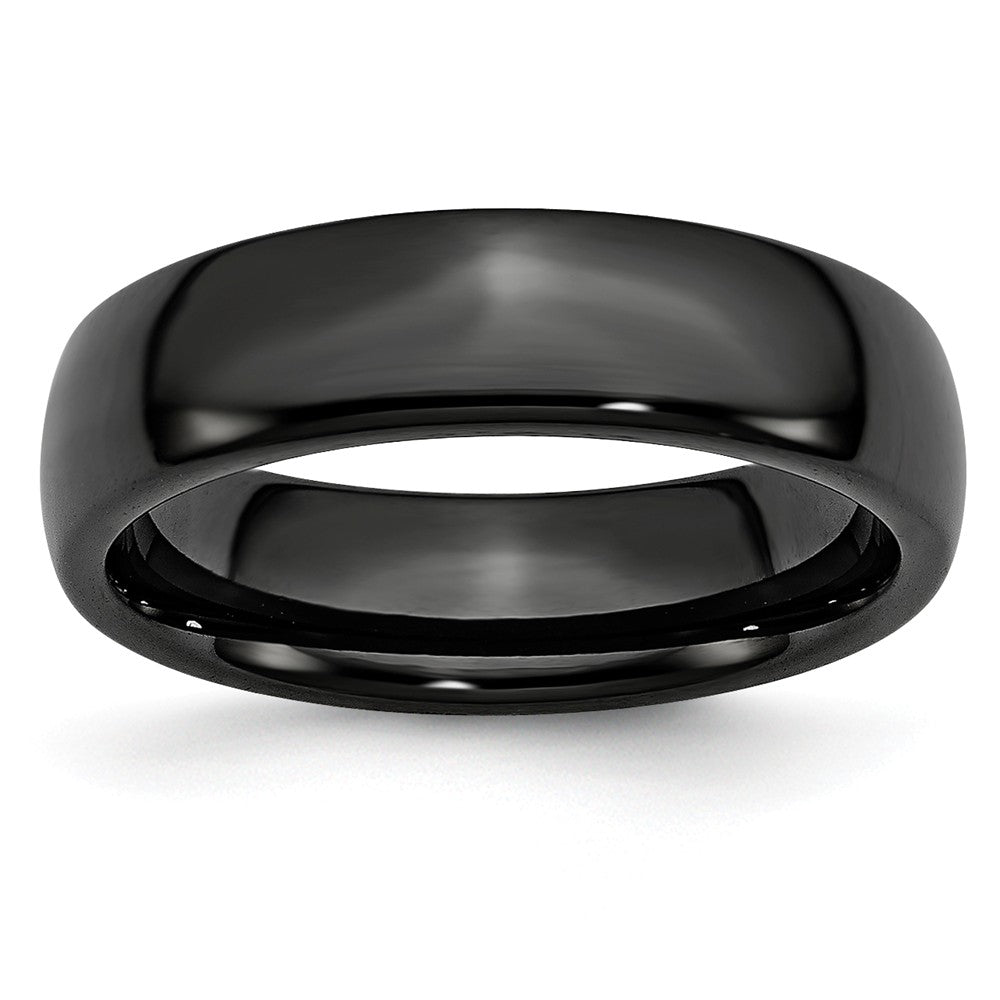 Black Ceramic, 6mm Polished Domed Comfort Fit Band, Item R9863 by The Black Bow Jewelry Co.