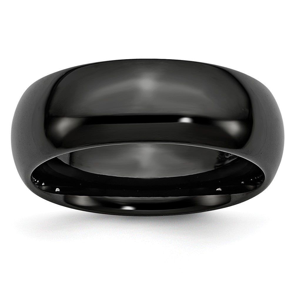 Black Ceramic, 8mm Polished Domed Comfort Fit Band, Item R9864 by The Black Bow Jewelry Co.
