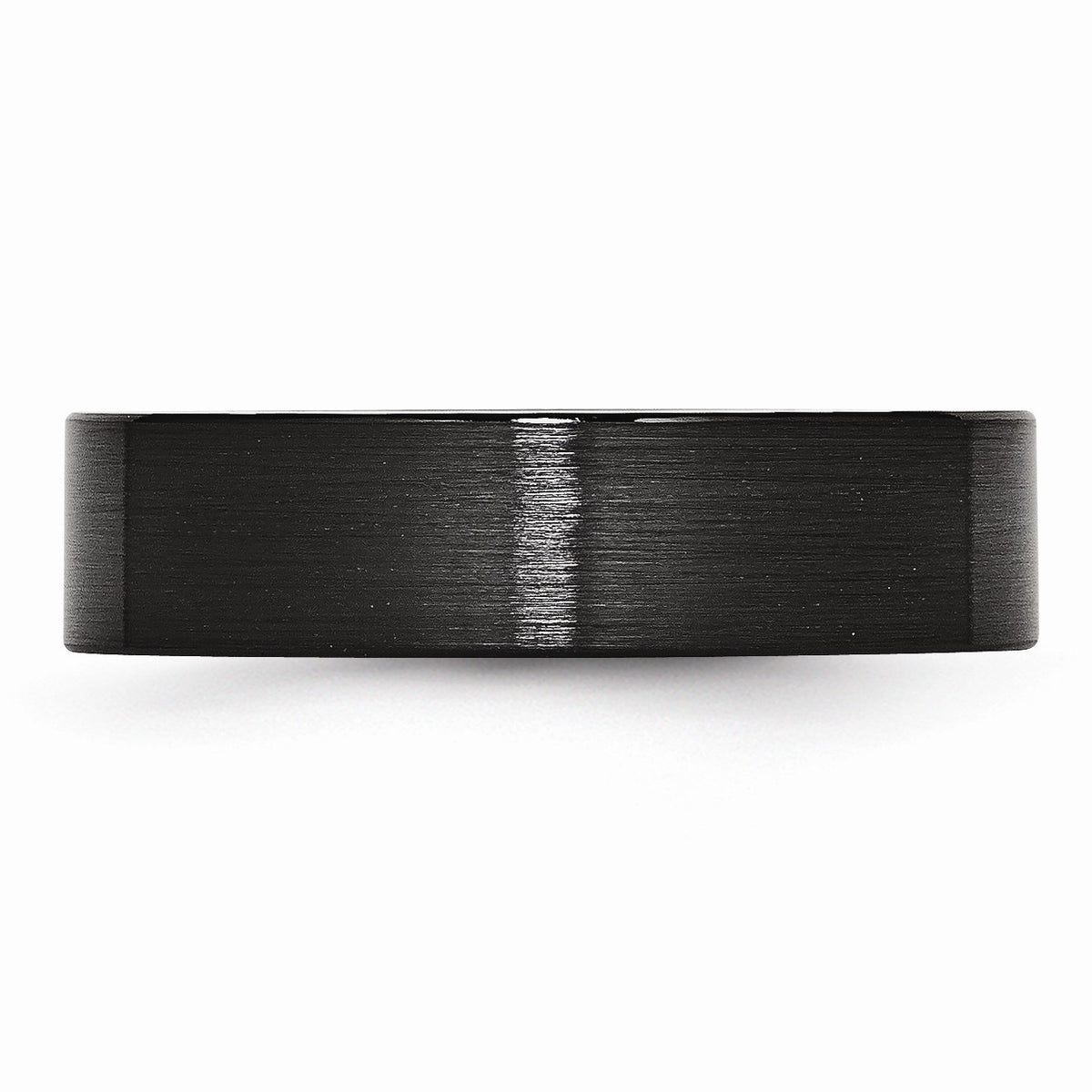 Alternate view of the Black Ceramic, 6mm Flat Brushed Comfort Fit Band by The Black Bow Jewelry Co.