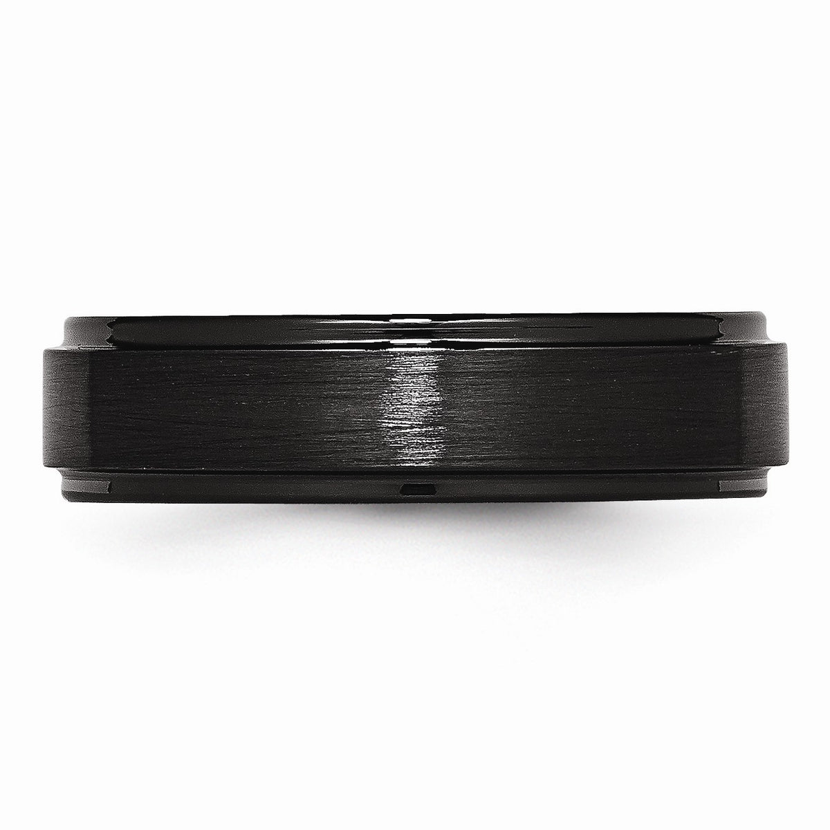 Alternate view of the Black Ceramic, 6mm Ridged Edge Comfort Fit Band by The Black Bow Jewelry Co.