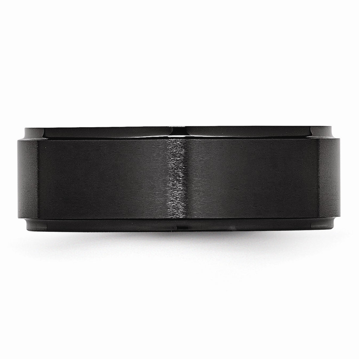 Alternate view of the Black Ceramic, 8mm Ridged Edge Comfort Fit Band by The Black Bow Jewelry Co.
