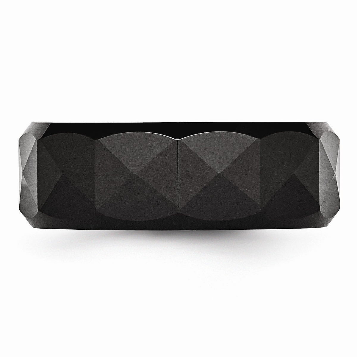 Alternate view of the Black Ceramic, 8mm Faceted Polished Comfort Fit Band by The Black Bow Jewelry Co.