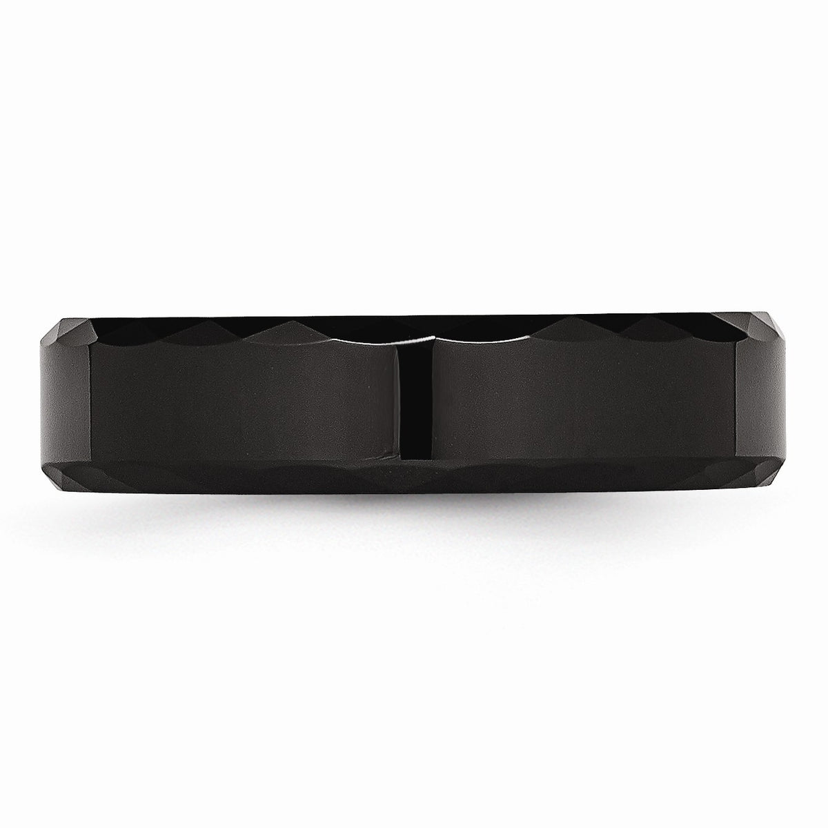 Alternate view of the Black Ceramic, 6mm Faceted Edge Comfort Fit Band by The Black Bow Jewelry Co.