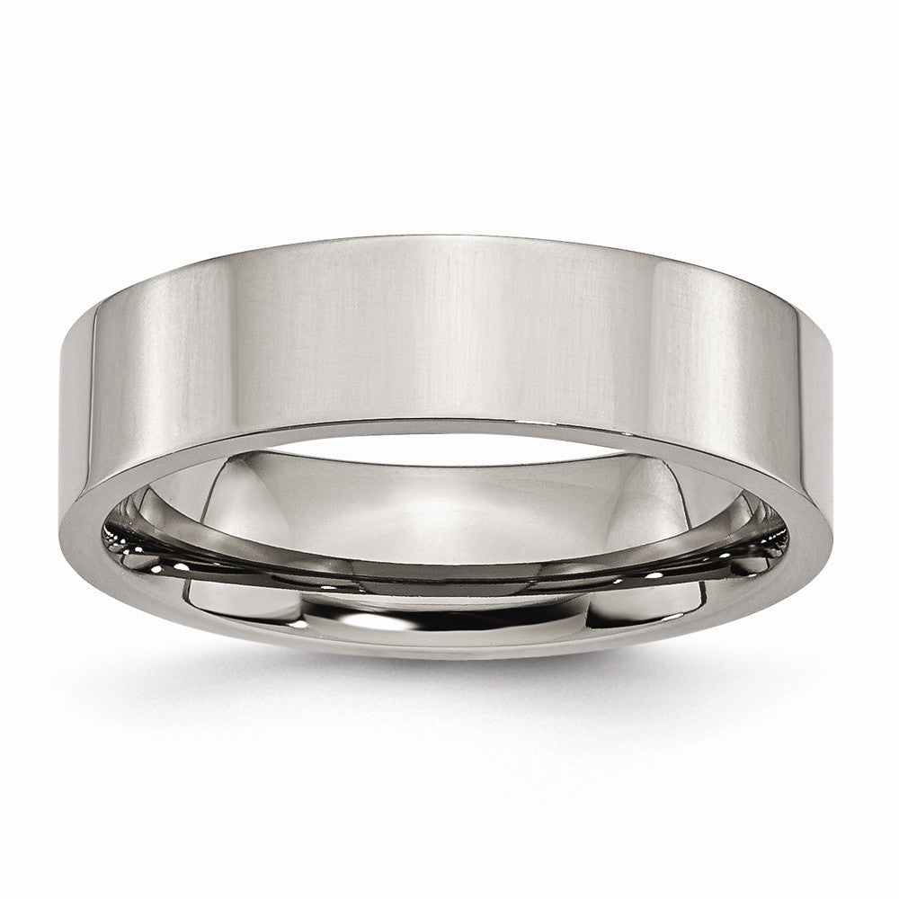 Titanium 6mm Polished Flat Standard Fit Band, Item R9874 by The Black Bow Jewelry Co.