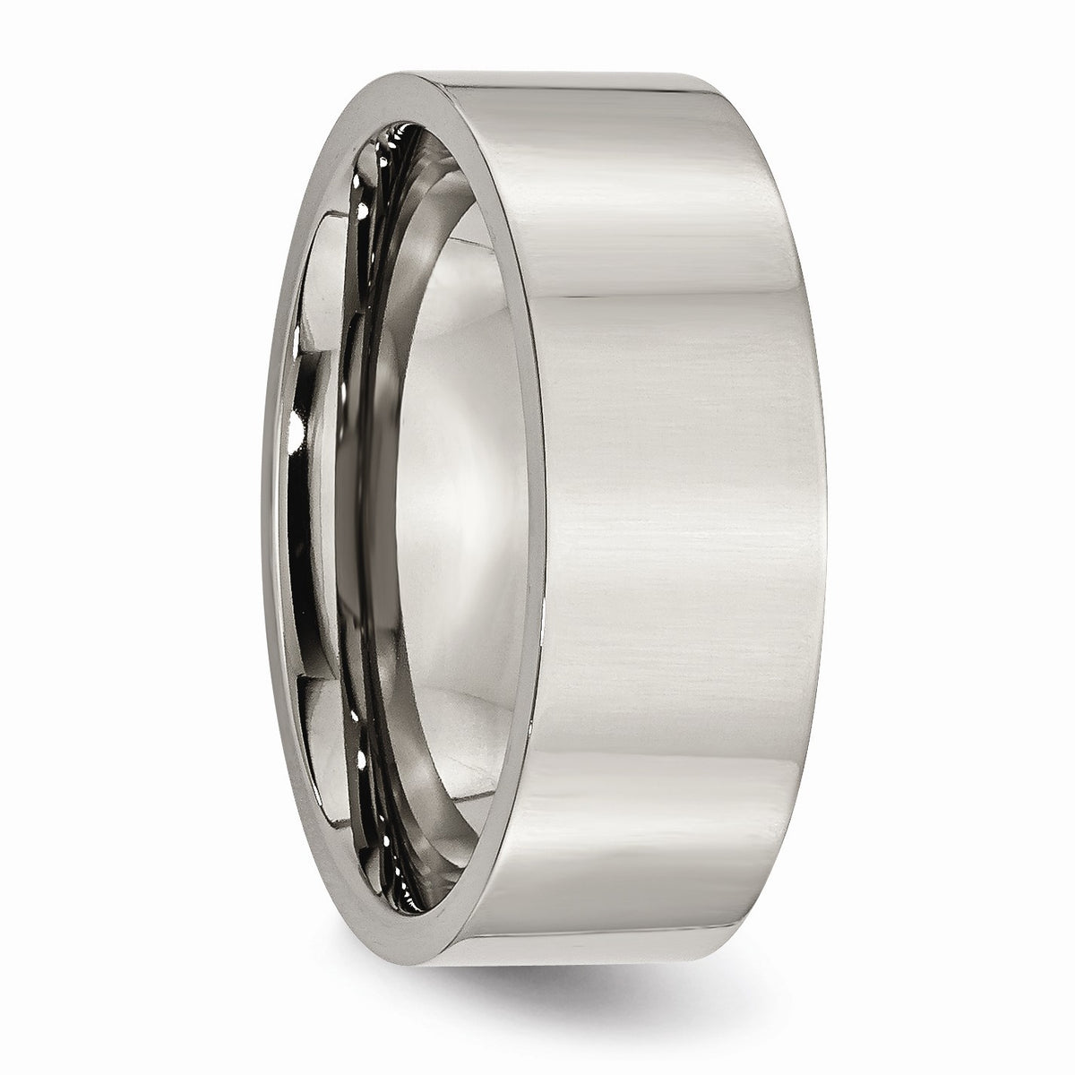 Alternate view of the Titanium 8mm Polished Flat Comfort Fit Band by The Black Bow Jewelry Co.