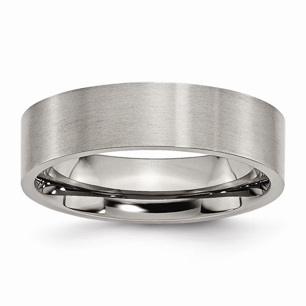 Titanium 6mm Brushed Flat Comfort Fit Band, Item R9876 by The Black Bow Jewelry Co.