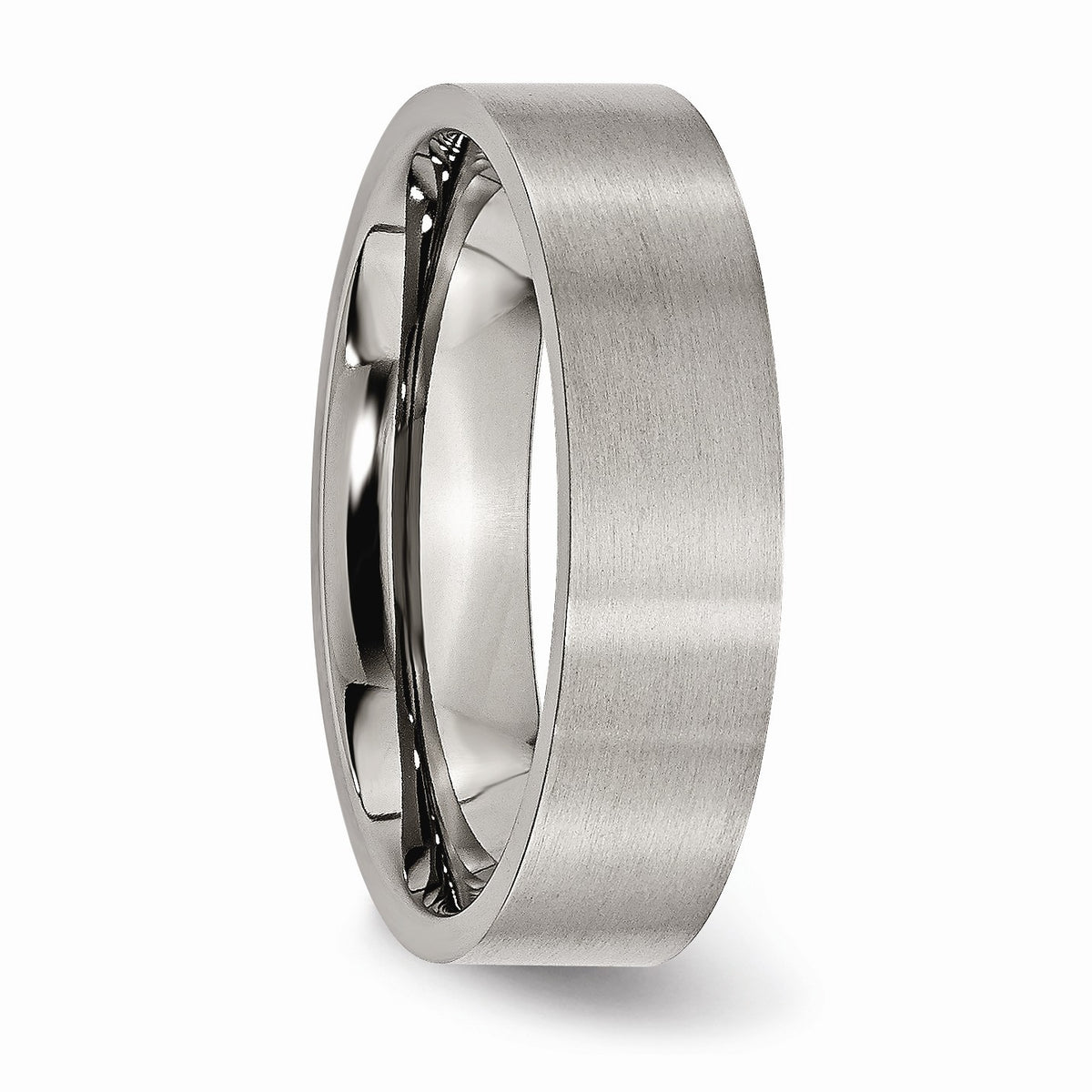 Alternate view of the Titanium 6mm Brushed Flat Comfort Fit Band by The Black Bow Jewelry Co.