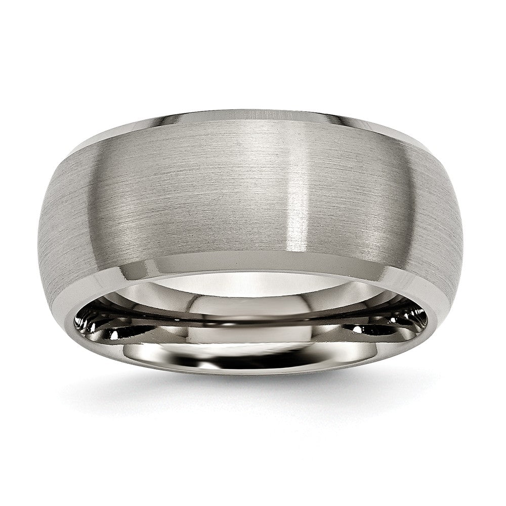 Titanium Beveled Edge 10mm Satin And Polished Comfort Fit Band, Item R9879 by The Black Bow Jewelry Co.