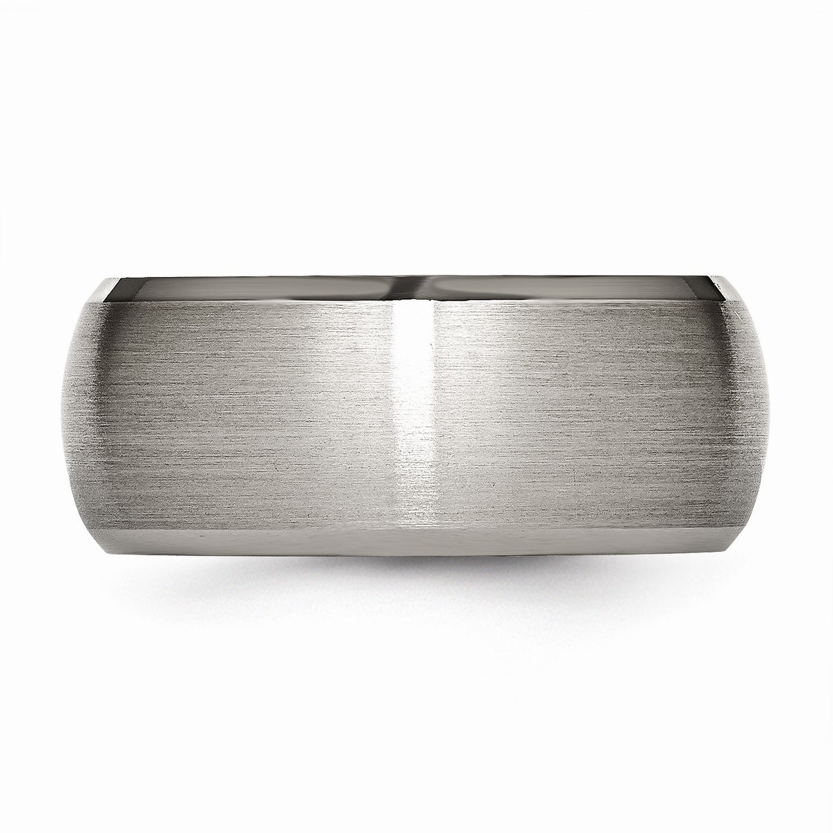 Alternate view of the Titanium Beveled Edge 10mm Satin And Polished Comfort Fit Band by The Black Bow Jewelry Co.