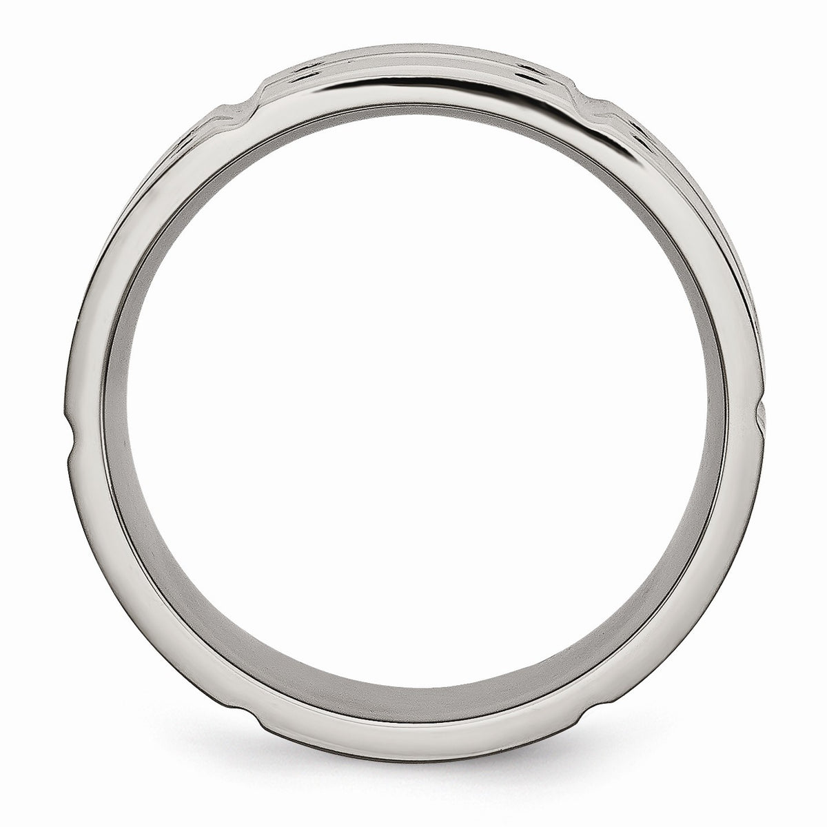 Alternate view of the Titanium 8mm Brushed and Polished Grooved Comfort Fit Band by The Black Bow Jewelry Co.