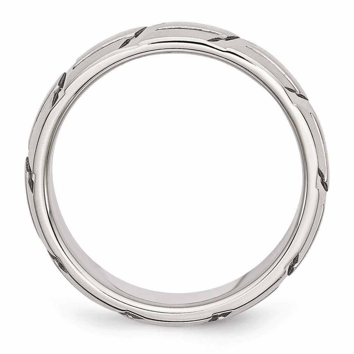 Alternate view of the Stainless Steel Grooved 8mm Dual Finished Comfort Fit Band by The Black Bow Jewelry Co.